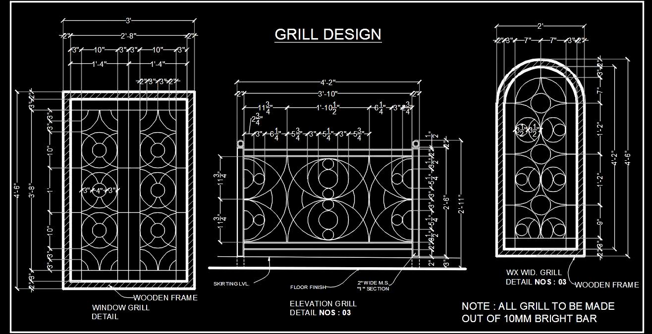 Window and Railing Grill Design CAD Blocks